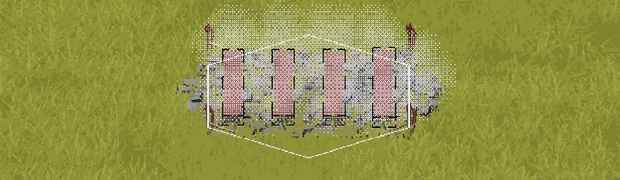 Example of short track segments on a hex grid; right, up, and down